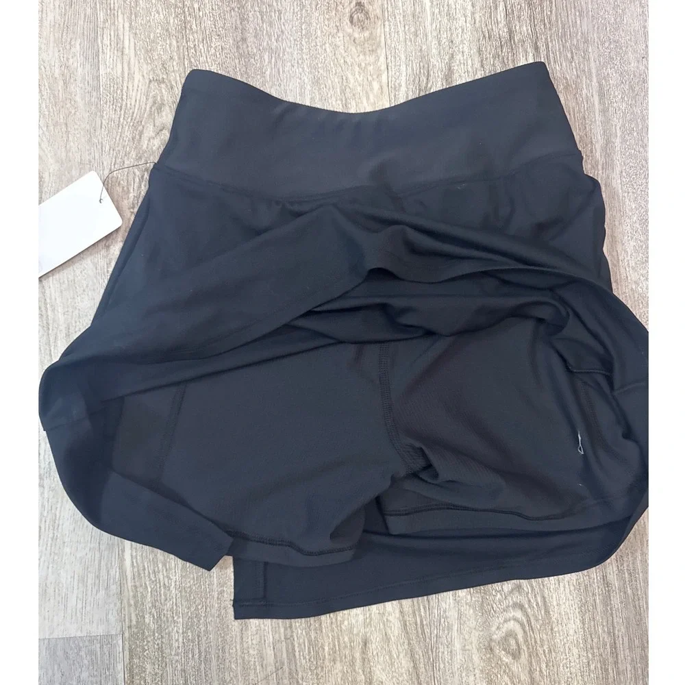 Yogalicious Nudetech Rib & Tonic Skort Black XS Tennis Skirt UPF 50+ SKY4348 NEW